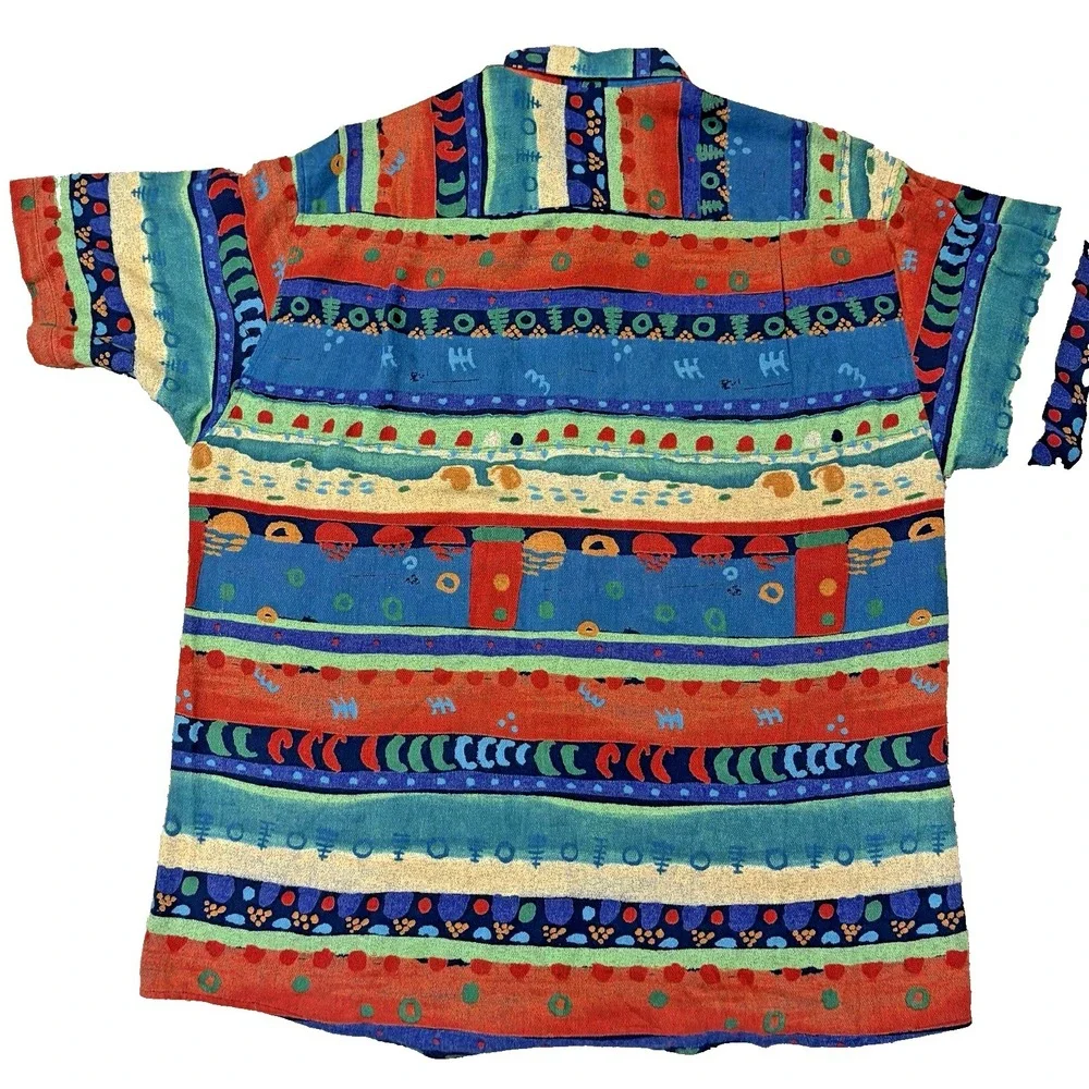 VTG Casa Moda Men's Large Luxury Colorful Design Button Front Shirt - Picture 2 of 7
